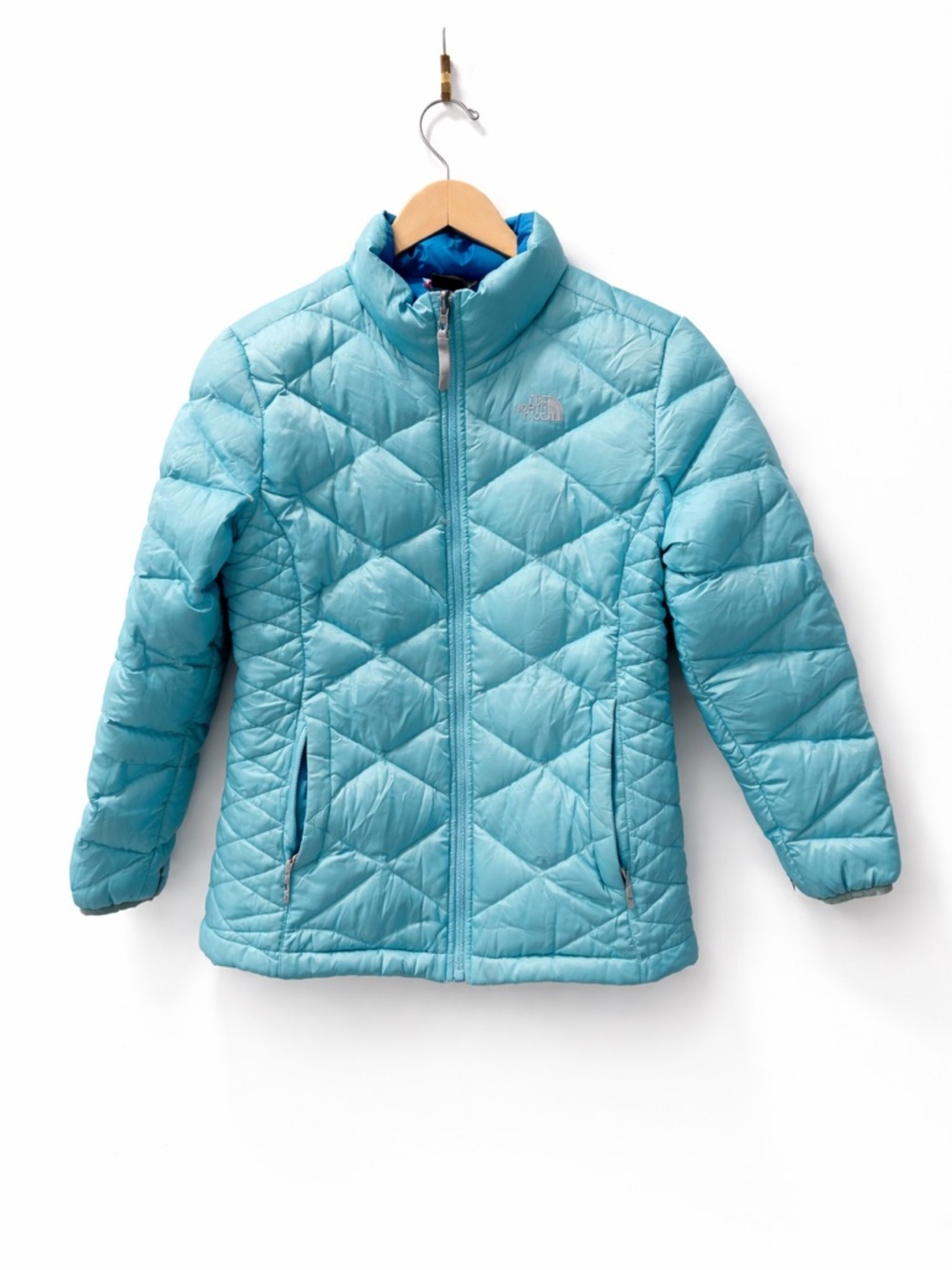 The North Face Youth XL Puffer Jacket Blue Quilted Zip Lightweight Coat